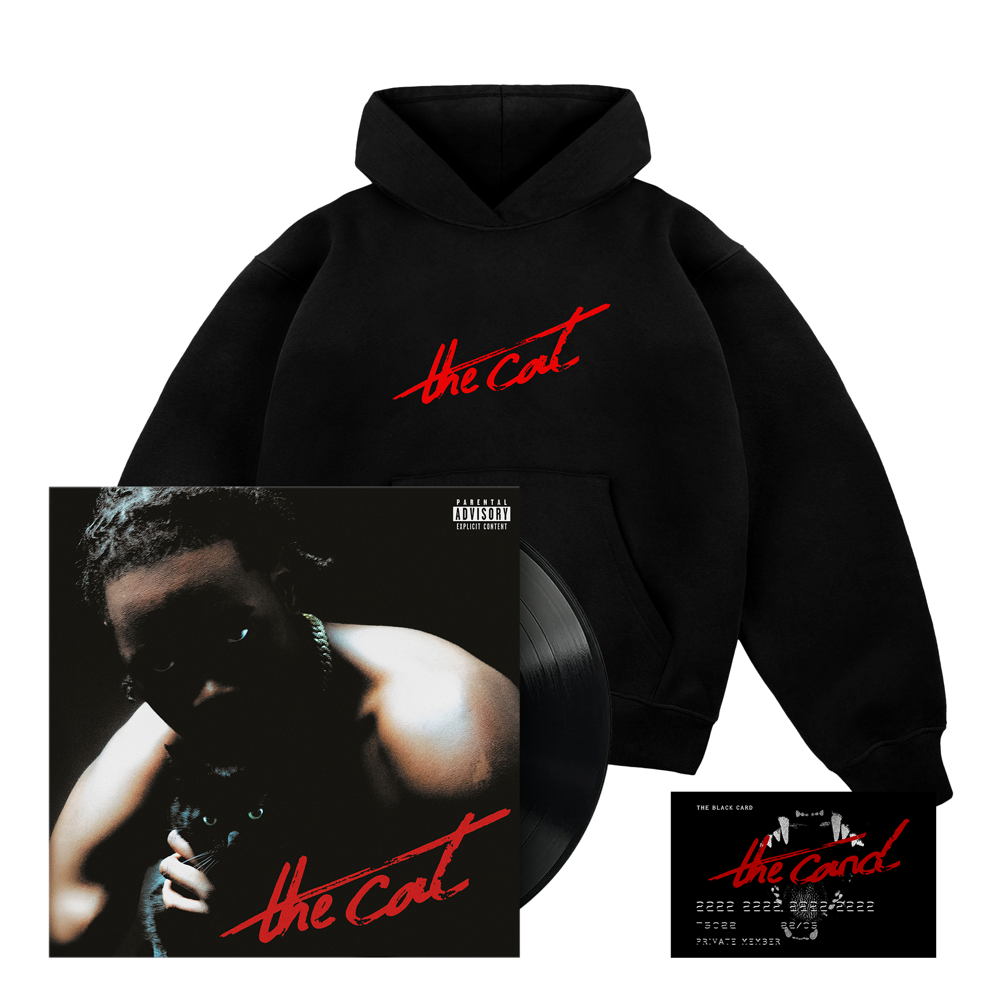 Vinyle « The cat » + Hoodie + Black Card